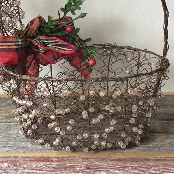 Reindeer Christmas oval basket with handle gift basket decor decoration rustic - Picture 4 of 6